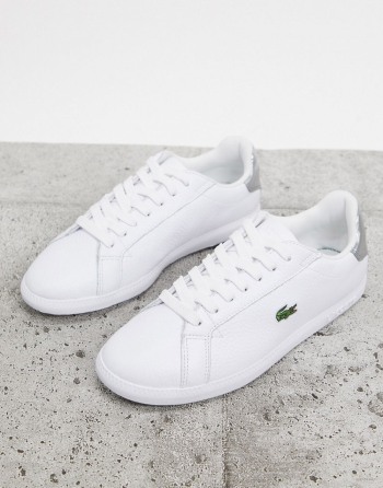 Lacoste Graduate 120 Leather With Silver Tabs Bijele Srebrne - Ženske Tenisice | 54712ZQHF